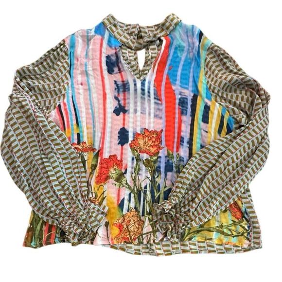 Anthropologie Conditions Apply Retro Peasant Blouse Top Size Small - Picture 3 of 11